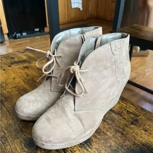 Tan ankle booties with heel